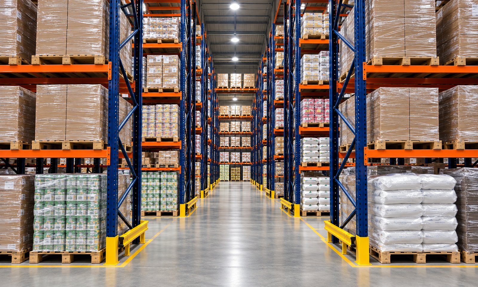 Interior de la planta CIANSE Chorrillos - pasillo de almacén con racks